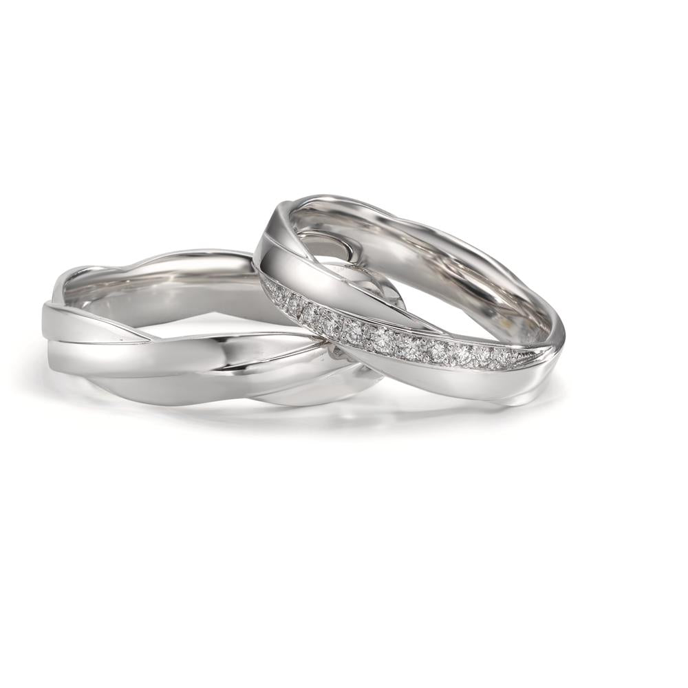 obrączka partnerska złoto białe 750/18 K Diament 0.097 ct, 11 kamienie, w-si