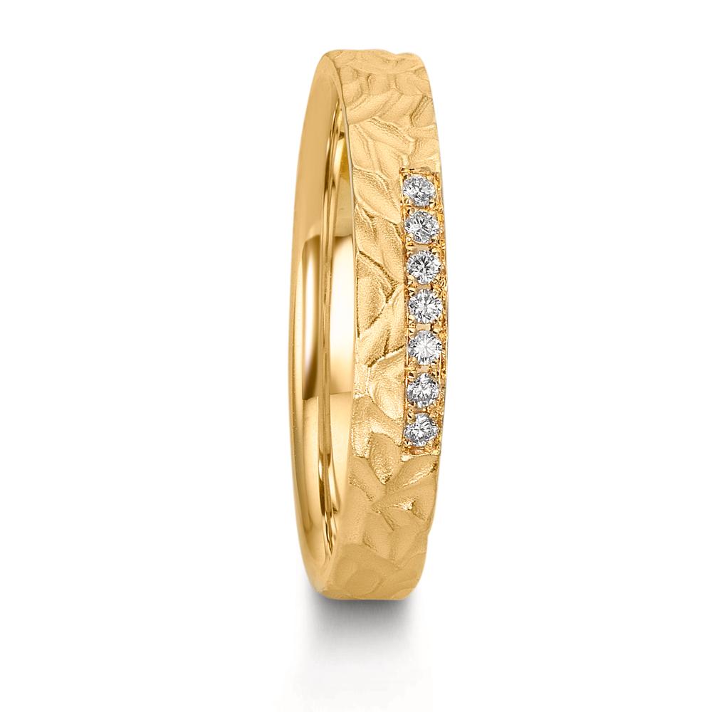 obrączka partnerska złoto żółte 750/18 K Diament 0.063 ct, 7 kamienie, w-si