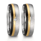 obrączka partnerska stal nierdzewna, złoto różowe 375/9 K, węgiel Diament 0.025 ct, w-si