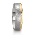 obrączka partnerska srebro, złoto różowe 585/14 K Diament 0.015 ct, w-si dwubarwny