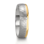 obrączka partnerska srebro, złoto różowe 585/14 K Diament 0.015 ct, w-si dwubarwny