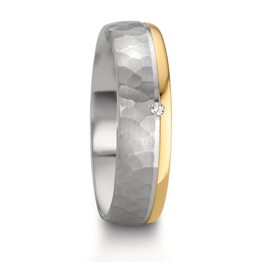 obrączka partnerska srebro, złoto różowe 585/14 K Diament 0.015 ct, w-si dwubarwny