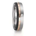 obrączka partnerska stal nierdzewna, złoto czerwone 375/9 K Diament 0.02 ct, w-si