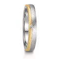 obrączka partnerska stal nierdzewna, złoto żółte 375/9 K Diament 0.015 ct, w-si