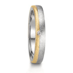 obrączka partnerska stal nierdzewna, złoto żółte 375/9 K Diament 0.015 ct, w-si