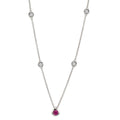 Naszyjnik złoto białe 750/18 K Diament 0.14 ct, 4 kamienie, w-si, Rubin 42-45 cm