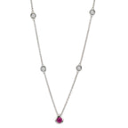 Naszyjnik złoto białe 750/18 K Diament 0.14 ct, 4 kamienie, w-si, Rubin 42-45 cm