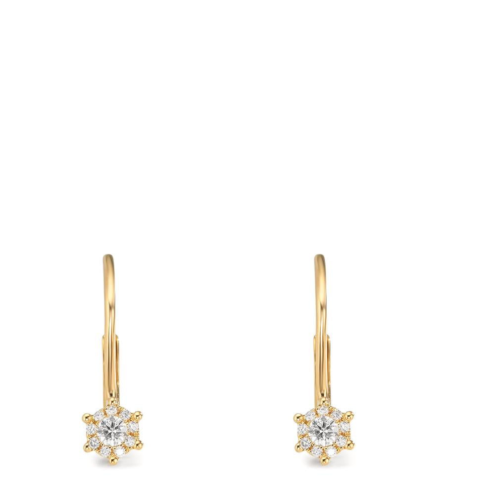 kolczyki wiszące złoto żółte 750/18 K Diament 0.17 ct, 2 kamienie, w-si