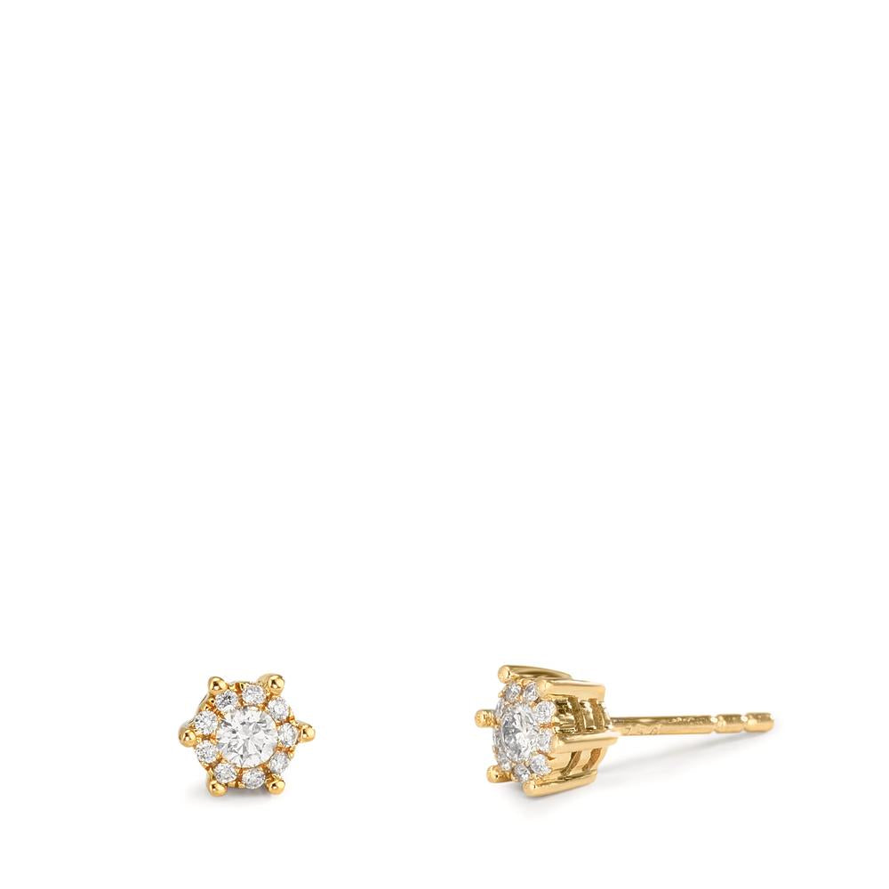 kolczyki wkrętki złoto żółte 750/18 K Diament 0.17 ct, 2 kamienie, w-si Ø4.5 mm