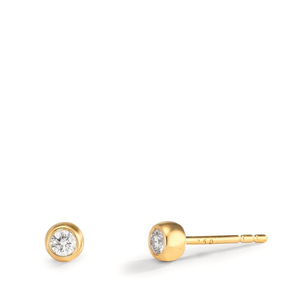 kolczyki wkrętki złoto żółte 750/18 K Diament 0.10 ct, 2 kamienie, w-si Ø3.5 mm