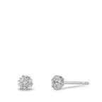 kolczyki wkrętki złoto białe 750/18 K Diament 0.112 ct, 14 kamienie, w-si Ø4 mm