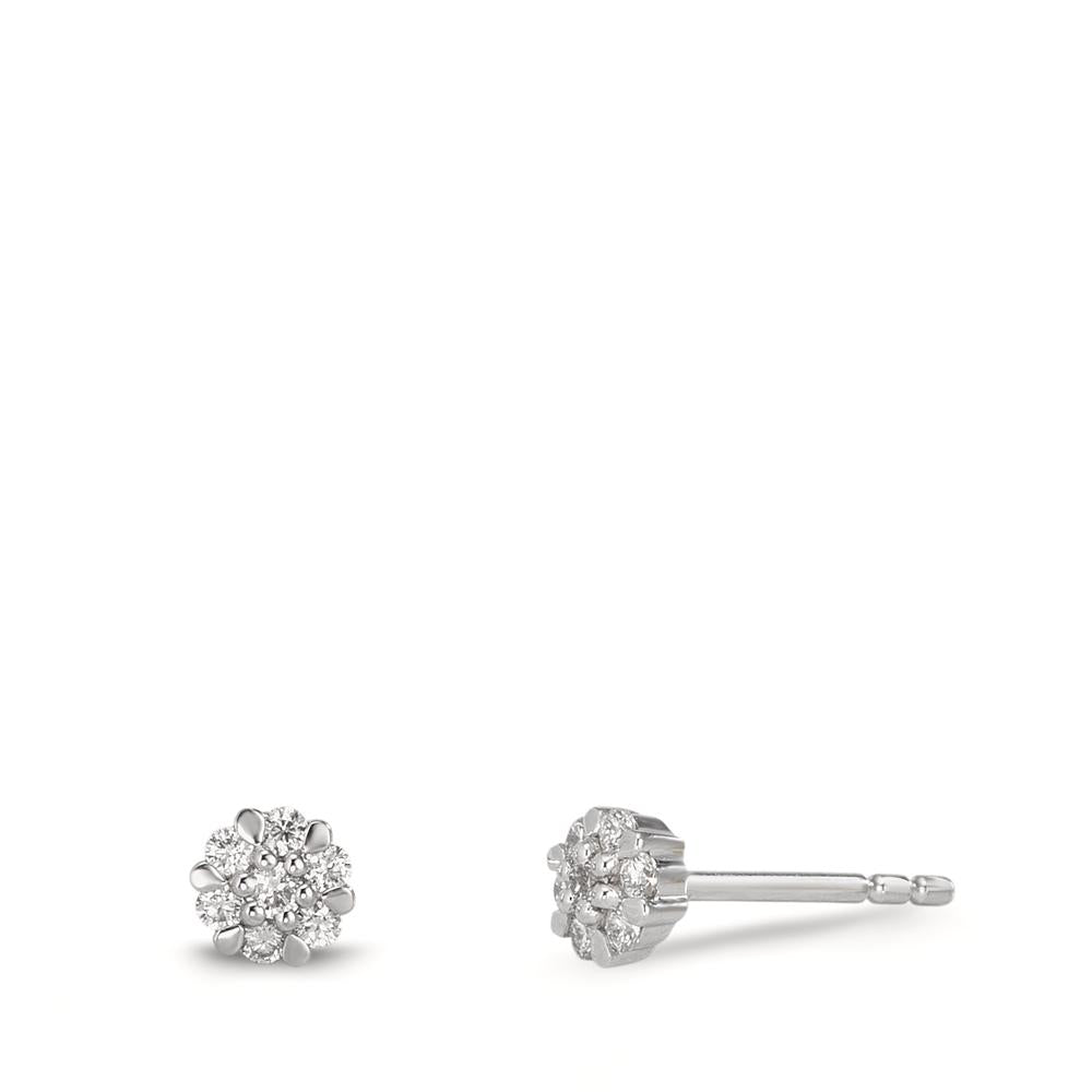 kolczyki wkrętki złoto białe 750/18 K Diament 0.112 ct, 14 kamienie, w-si Ø4 mm