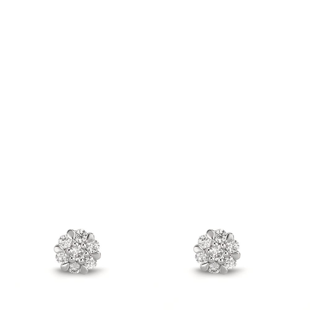 kolczyki wkrętki złoto białe 750/18 K Diament 0.112 ct, 14 kamienie, w-si Ø4 mm