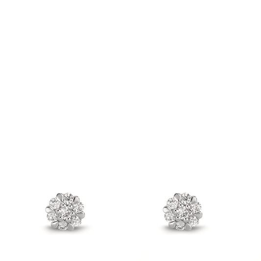 kolczyki wkrętki złoto białe 750/18 K Diament 0.112 ct, 14 kamienie, w-si Ø4 mm
