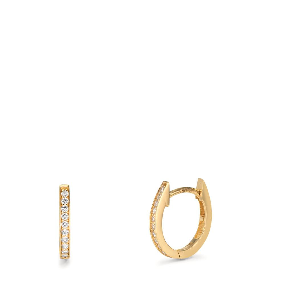 kolczyki koła zatrzaskowe złoto żółte 750/18 K Diament 0.10 ct, 20 kamienie, w-si