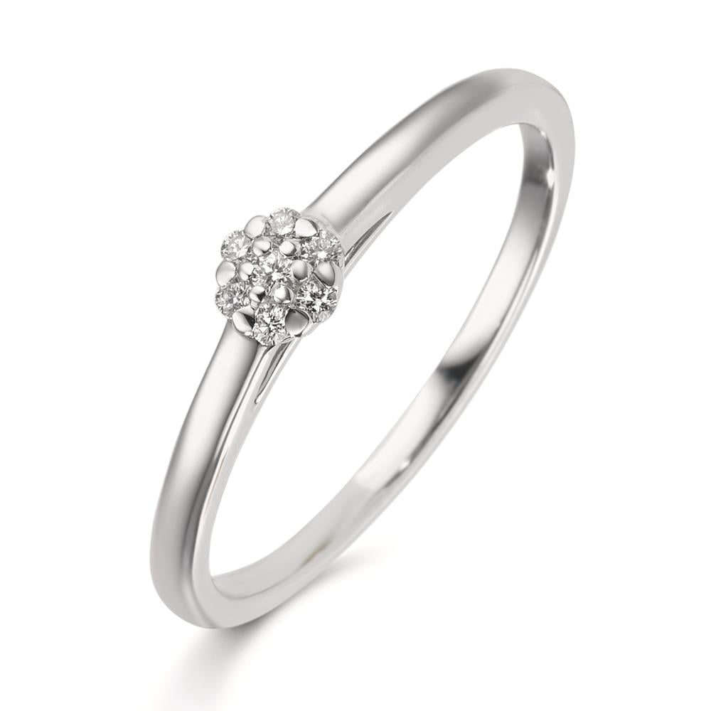 pierścionek złoto białe 750/18 K Diament 0.06 ct, 7 kamienie, w-si