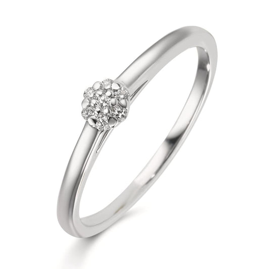 pierścionek złoto białe 750/18 K Diament 0.06 ct, 7 kamienie, w-si