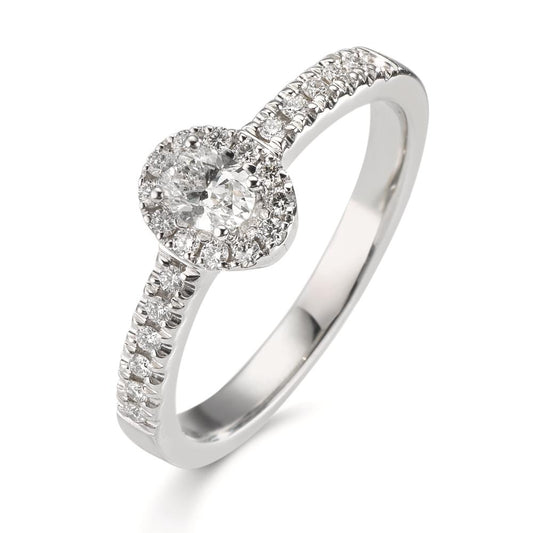 pierścionek złoto białe 750/18 K Diament 0.37 ct, w-si