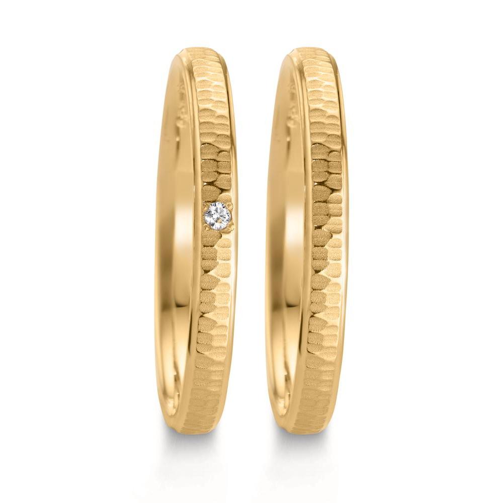 obrączka partnerska złoto żółte 750/18 K Diament 0.014 ct, w-si