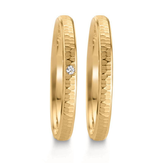 obrączka partnerska złoto żółte 750/18 K Diament 0.04 ct, w-si