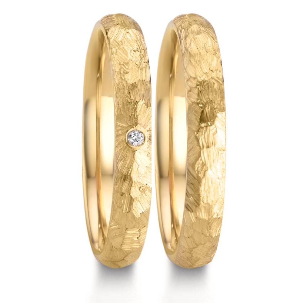 obrączka partnerska złoto żółte 750/18 K Diament 0.014 ct, w-si