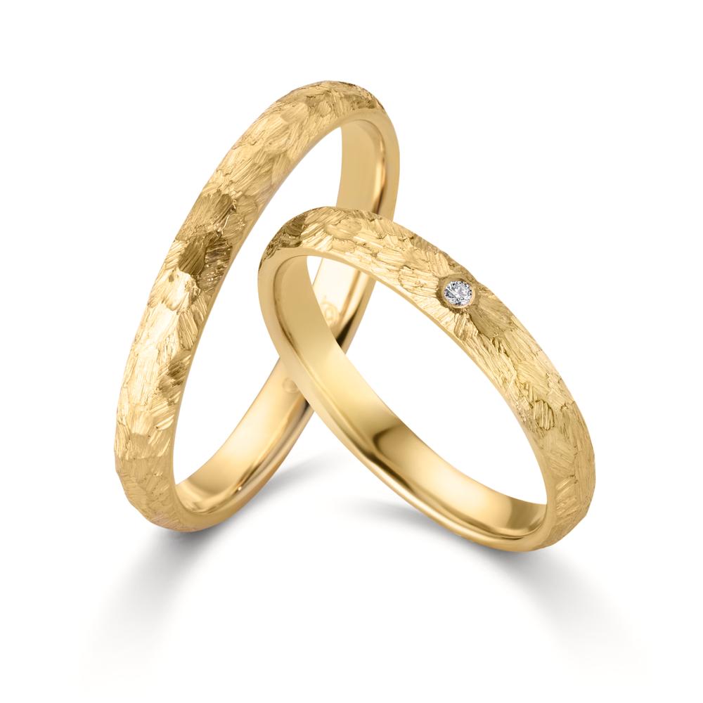 obrączka partnerska złoto żółte 750/18 K Diament 0.014 ct, w-si