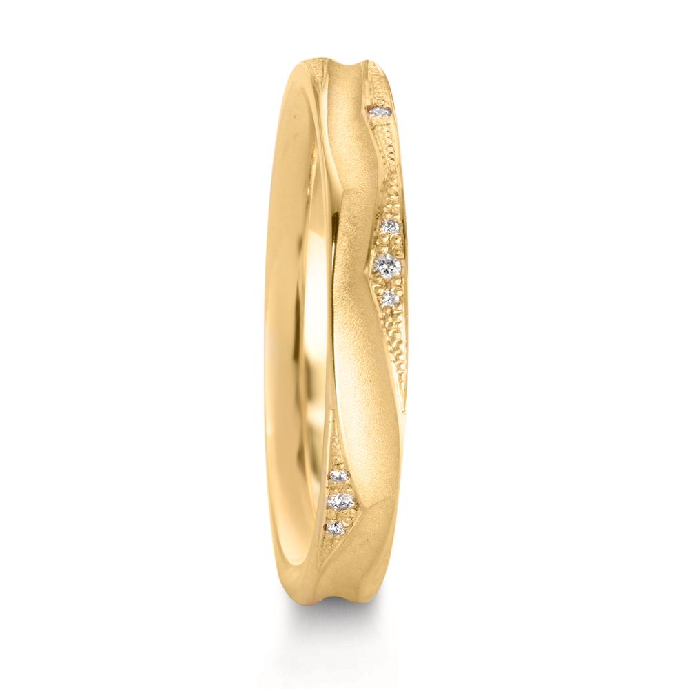 obrączka partnerska złoto żółte 750/18 K Diament 0.033 ct, 12 kamienie, w-vsi