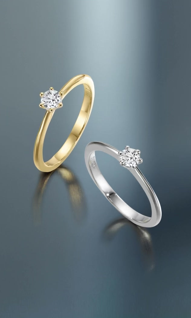 pierścionek zaręczynowy złoto żółte 750/18 K Diament 0.20 ct, w-si