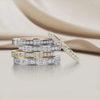 pierścionek pamięci złoto białe 750/18 K Diament biały, 1 ct, 28 kamienie, [Brillant], w-si