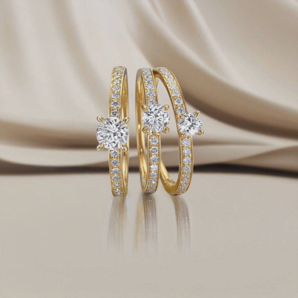 pierścionek zaręczynowy złoto żółte 750/18 K Diament biały, 0.30 ct, [Brillant], w-si, Diament biały, 0.20 ct, 18 kamienie, [Brillant], w-si