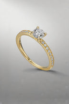pierścionek zaręczynowy złoto żółte 750/18 K Diament 0.47 ct, [Brillant], w-si, Diament 0.18 ct, 18 kamienie, [Brillant], w-si