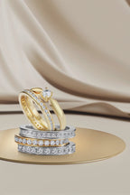 pierścionek pamięci złoto białe 750/18 K Diament biały, 1 ct, 28 kamienie, [Brillant], w-si
