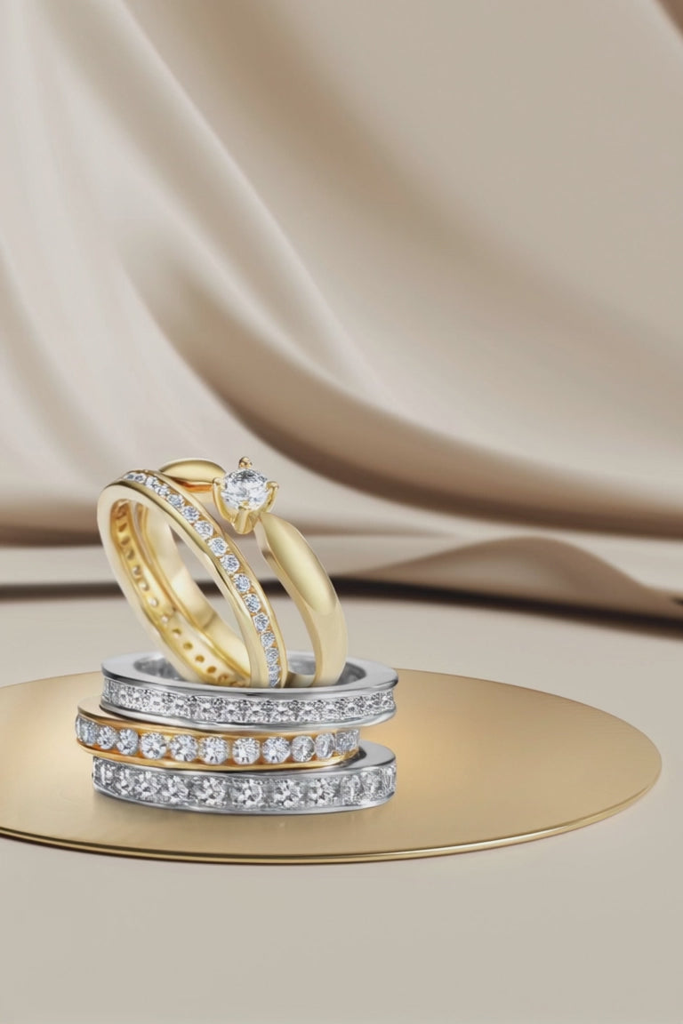 pierścionek pamięci złoto białe 750/18 K Diament biały, 1 ct, 28 kamienie, [Brillant], w-si