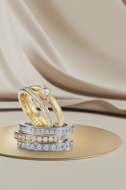 pierścionek pamięci złoto żółte 750/18 K Diament 0.50 ct, 38 kamienie, w-si