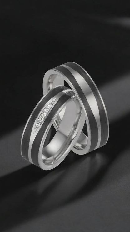 obrączka partnerska platyna 950, węgiel Diament 0.034 ct, 5 kamienie, w-si
